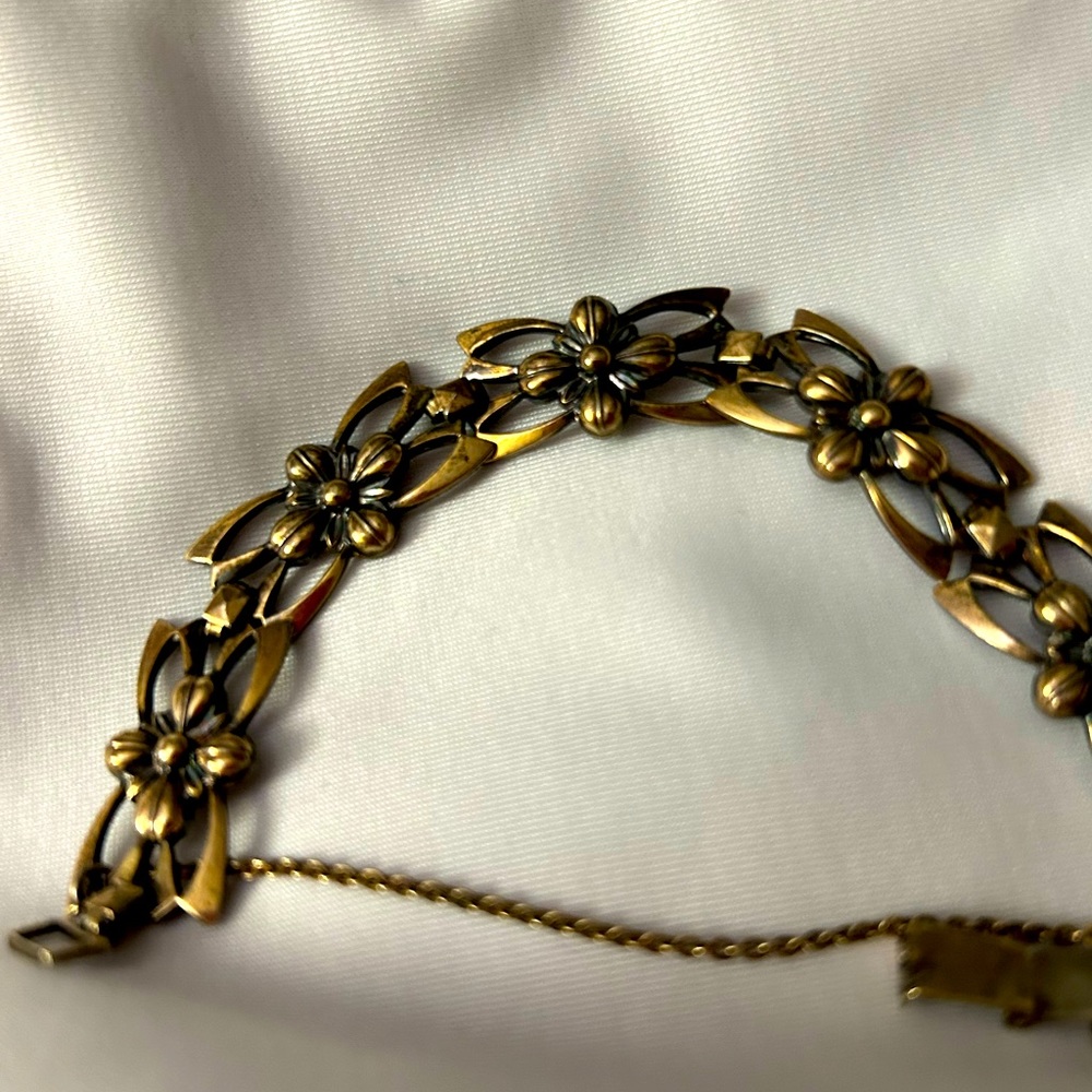 * Vintage Symmetalic Sterling 14K Bracelet Art Deco Retro *